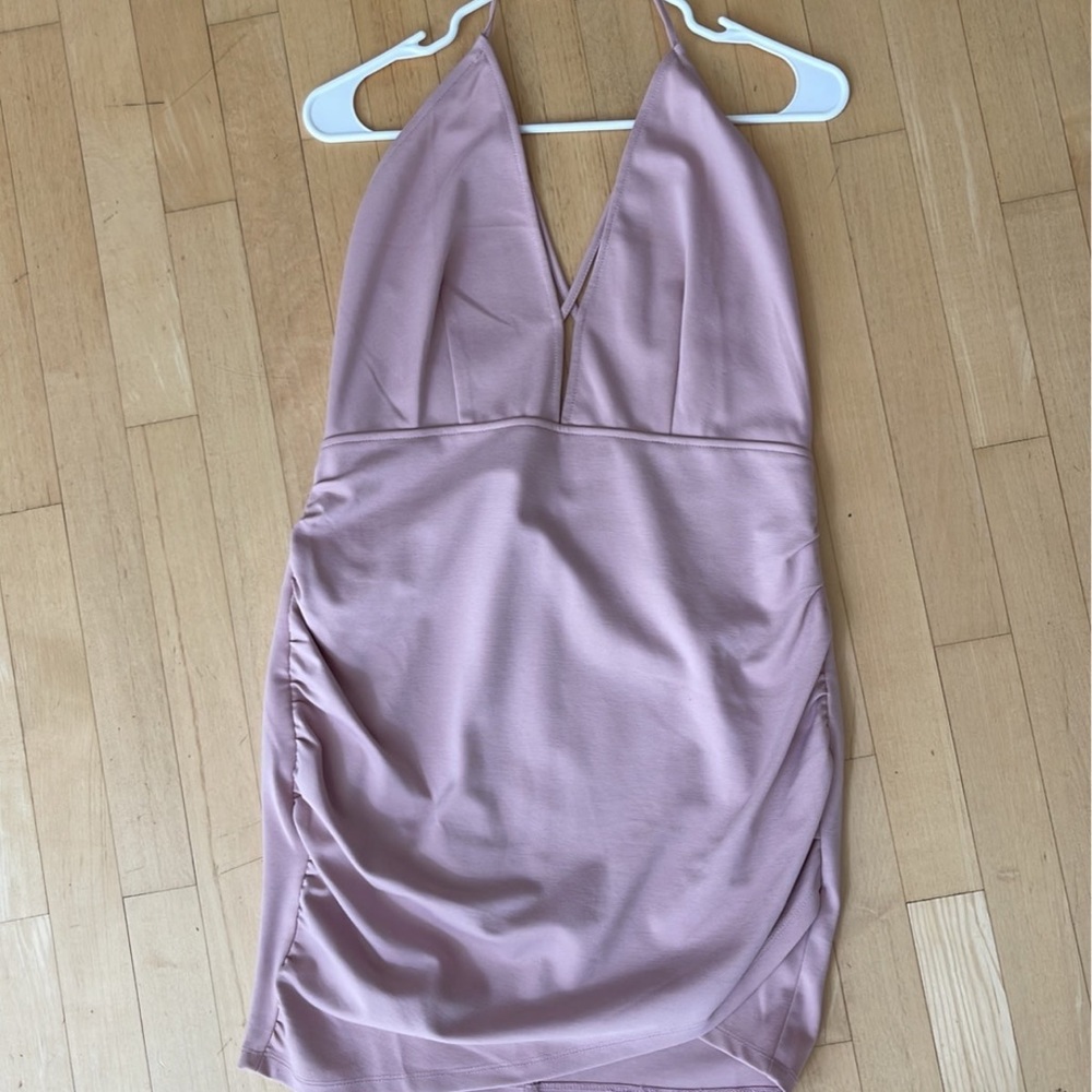 Tobi ruched v-neck dress